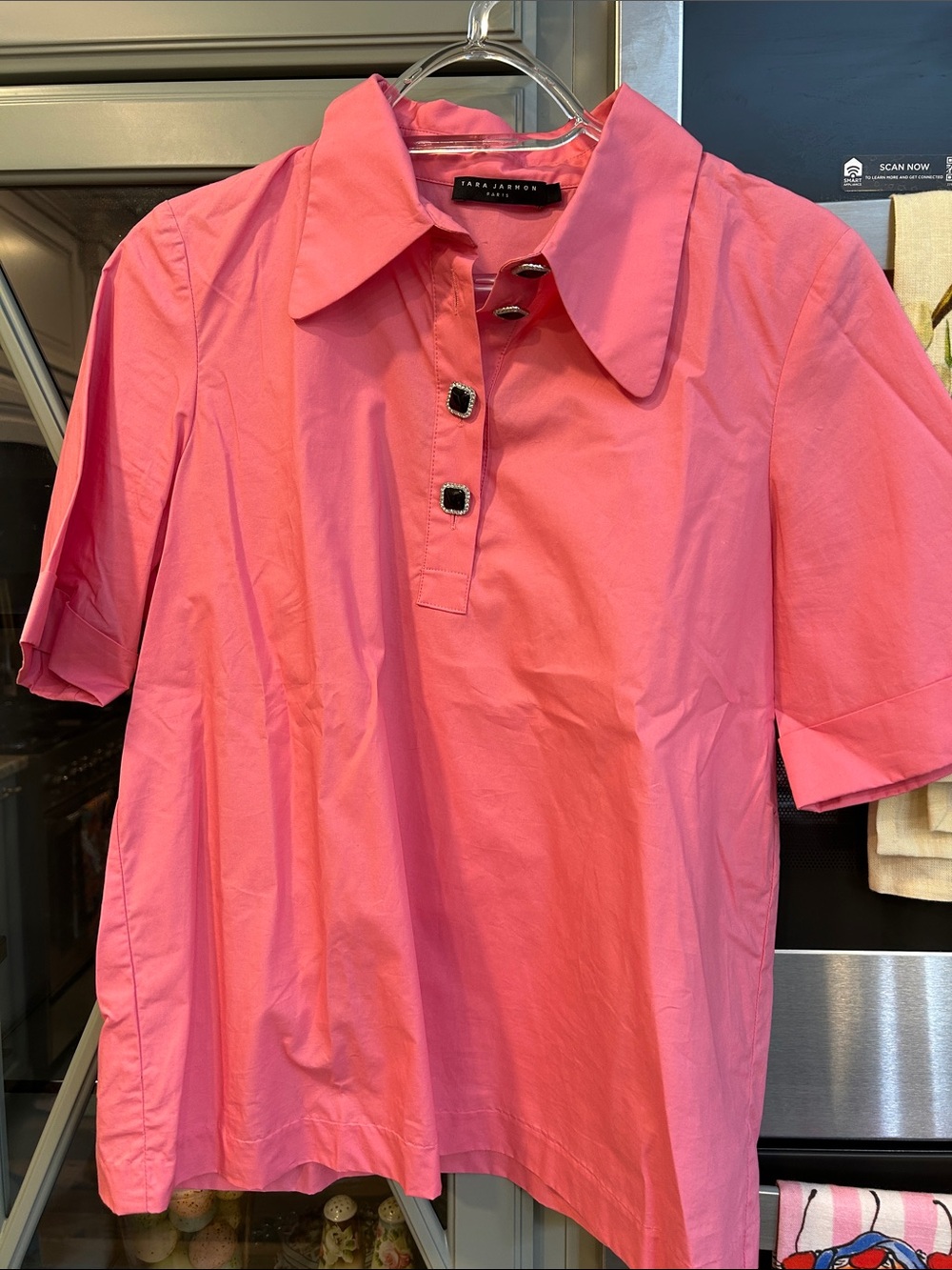 Tara Jarmon Pink Button-Front Collared Top